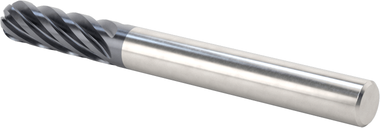 Hızlı Kesim Karbür Uçlu Freze, Top Kesimi, AlTiN Kaplamalı, 1/4" Freze Çapı, 2-1/2" Toplam Uzunluk