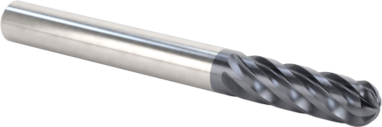 Hızlı Kesim Karbür Uçlu Freze, Top Kesimi, AlTiN Kaplamalı, 1/4" Freze Çapı, 2-1/2" Toplam Uzunluk