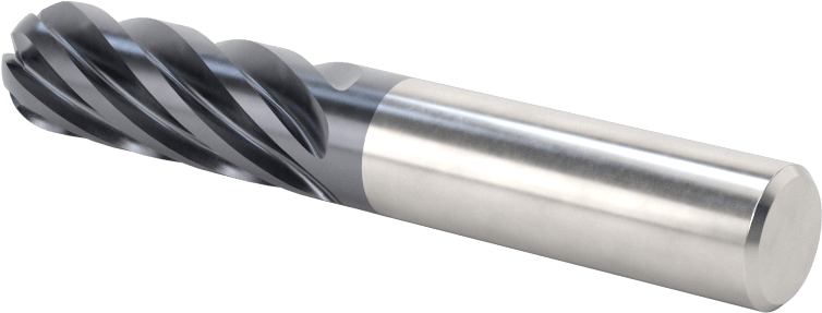 Hızlı Kesim Karbür Uçlu Freze, Top Kesimi, AlTiN Kaplamalı, 3/8" Freze Çapı, 2-1/2" Toplam Uzunluk