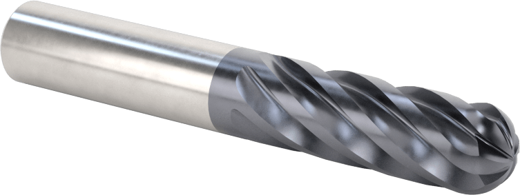 Hızlı Kesim Karbür Uçlu Freze, Top Kesimi, AlTiN Kaplamalı, 3/8" Freze Çapı, 2-1/2" Toplam Uzunluk