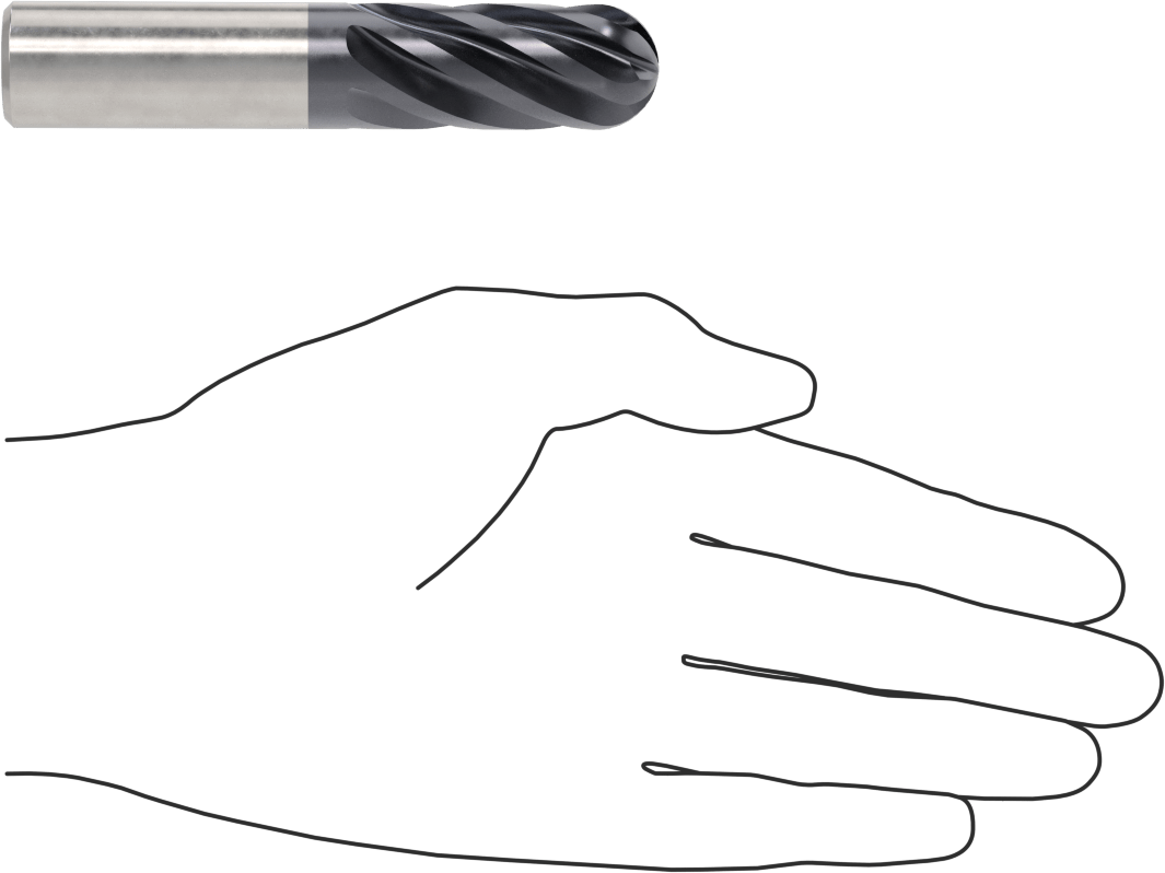 Hızlı Kesim Karbür Uçlu Freze, Top Kesimi, AlTiN Kaplamalı, 20 mm Freze Çapı