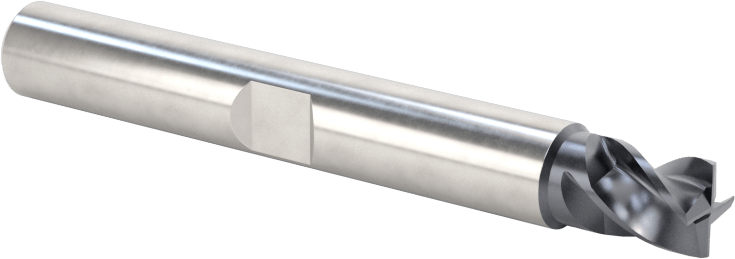 Hızlı Kesim Karbür Uçlu Freze, Kare, AlTiN Kaplamalı, 4 Kanallı, 7/32" Freze Çapı, 1/4" Uzun Kesim