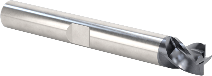 Hızlı Kesim Karbür Uçlu Freze, Kare, AlTiN Kaplamalı, 4 Kanallı, 1/4" Freze Çapı, 1/4" Uzun Kesim