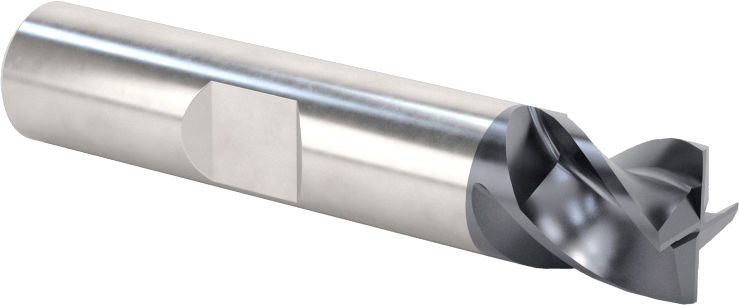 Hızlı Kesim Karbür Uçlu Freze, Kare, AlTiN Kaplamalı, 4 Kanallı, 3/8" Freze Çapı, 3/8" Uzun Kesim