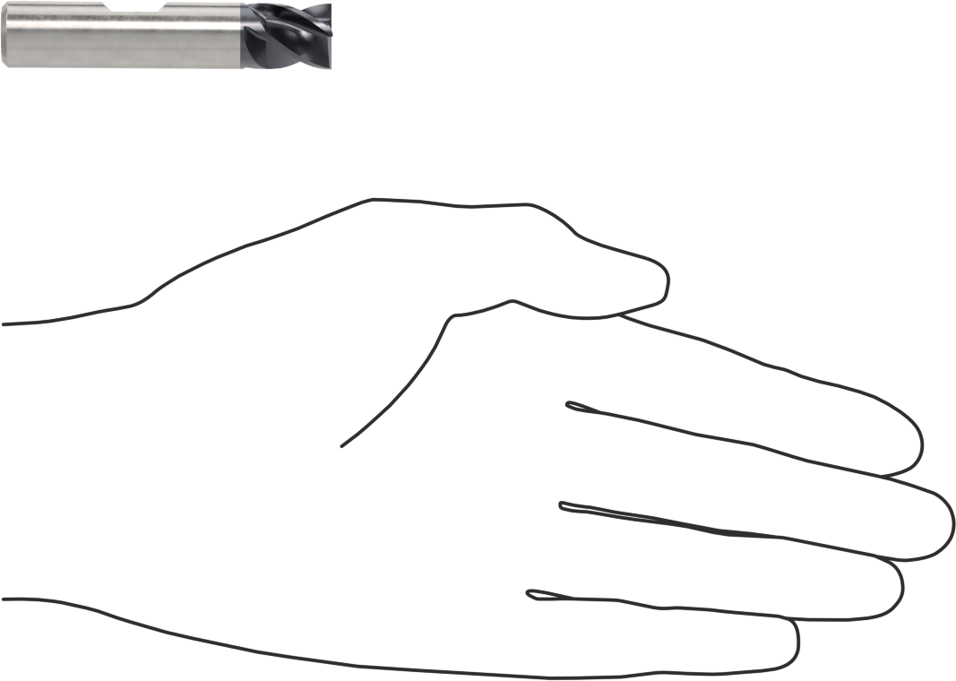 Hızlı Kesim Karbür Uçlu Freze, Kare, AlTiN Kaplamalı, 4 Kanallı, 1/2" Freze Çapı, 1/2" Uzunlukta Kesim
