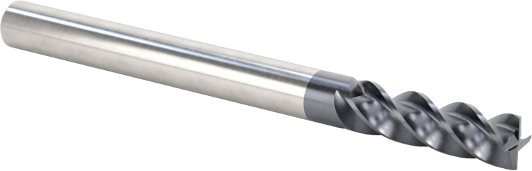 Hızlı Kesim Karbür Uçlu Freze, Ramping ve Plunging için, Kare, 3/16" Freze Çapı, 5/8" Uzun Kesim