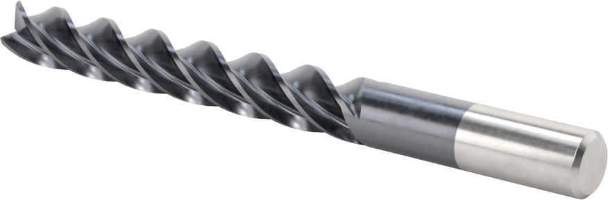 Hızlı Kesim Karbür Uçlu Freze, Kare, TiAlN Kaplamalı, 4 Kanallı, 3/8" Freze Çapı, 2-1/2" Uzun Kesim
