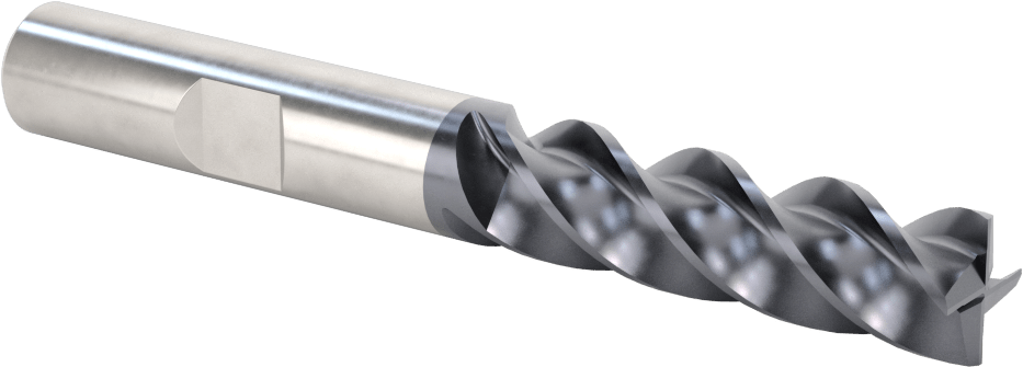 Hızlı Kesim Karbür Uçlu Freze, Kare, TiAlN Kaplamalı, 4 Kanallı, 5/8" Freze Çapı, 2-1/4" Uzun Kesim