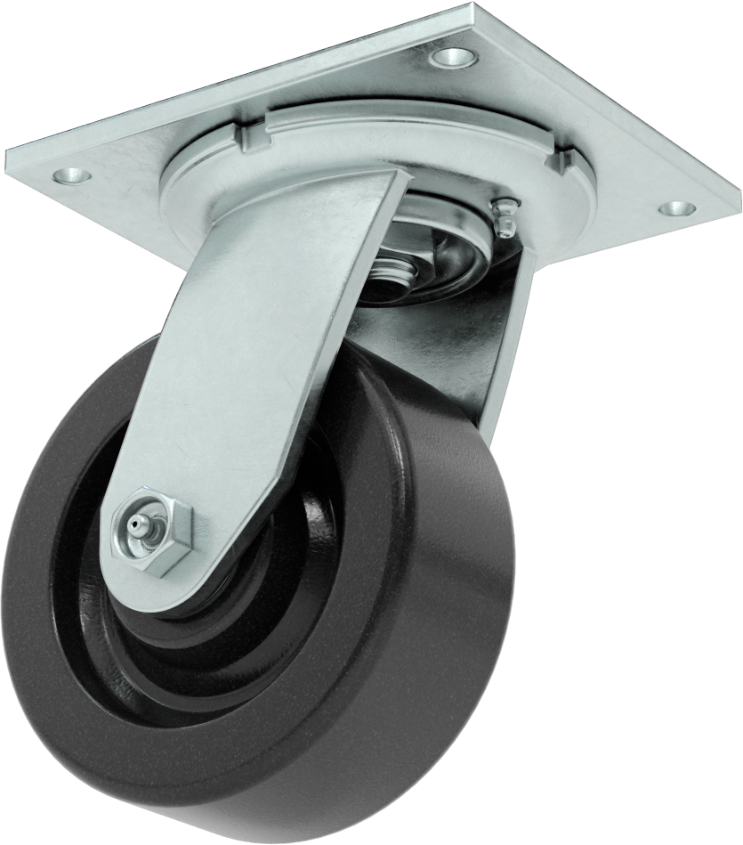 5-1/2“ x 5” Plakalı Yüksek Kapasiteli Spartan Tekerlek, Açık Rulmanlı ve 5" Çapında Fenolik Tekerlekli Döner