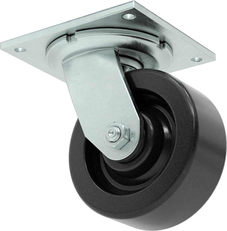 5-1/2“ x 5” Plakalı Yüksek Kapasiteli Spartan Tekerlek, Açık Rulmanlı ve 5" Çapında Fenolik Tekerlekli Döner