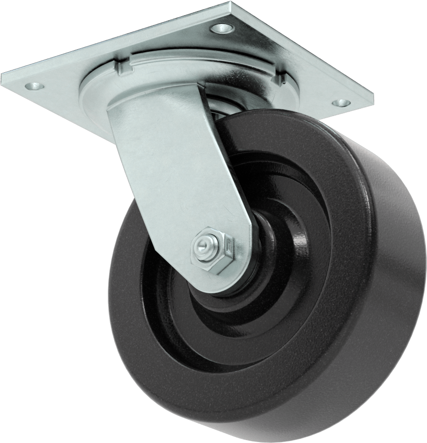 5-1/2“ x 5” Plakalı Yüksek Kapasiteli Spartan Tekerlek, Açık Rulmanlı ve 6 inç Çapında Fenolik Tekerlekli Döner Tekerlek