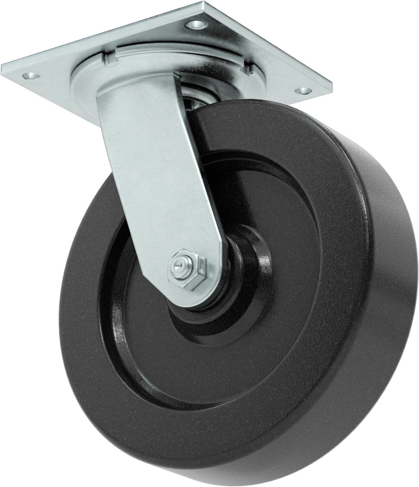 5-1/2“ x 5” Plakalı Yüksek Kapasiteli Spartan Tekerlek, Açık Rulmanlı Döner Ayak ve 8" Çapında Fenolik Tekerlek