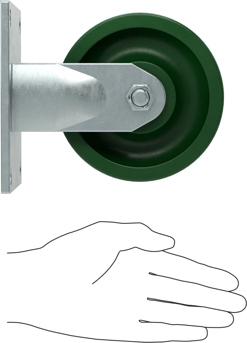 5-1/2“ x 5” Plakalı Yüksek Kapasiteli Spartan Tekerlek, 5" Çapında 75D Durometre Poliüretan Tekerlekli Sert