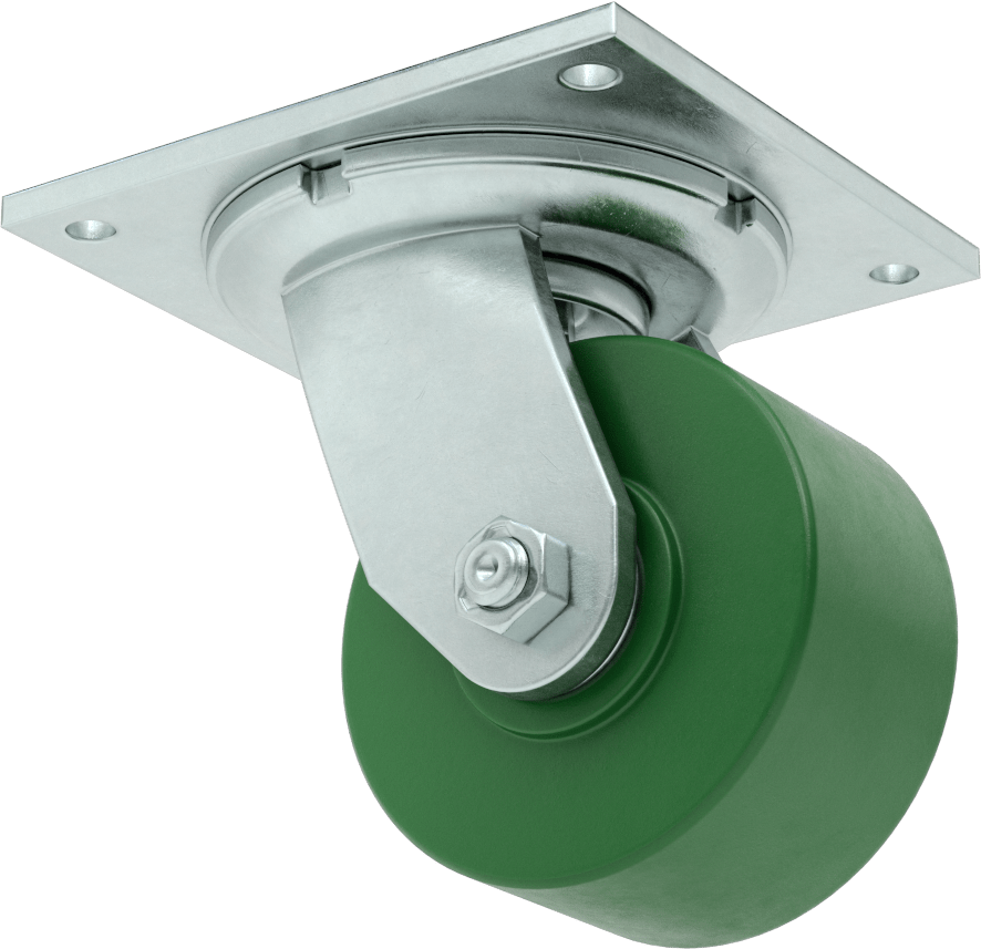 5-1/2“ x 5” Plakalı Yüksek Kapasiteli Spartan Tekerlek, Sızdırmaz Rulmanlı Döner Tekerlek, 4" Çap 75D Durometre Poliüretan Tekerlek