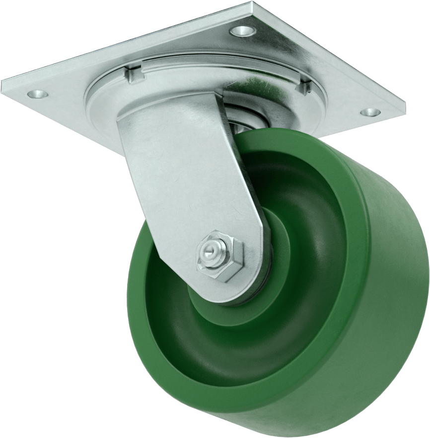 5-1/2“ x 5” Plakalı Yüksek Kapasiteli Spartan Tekerlek, Sızdırmaz Rulmanlı Döner Tekerlek, 5 inç Çapında 75D Durometre Poliüretan Tekerlek