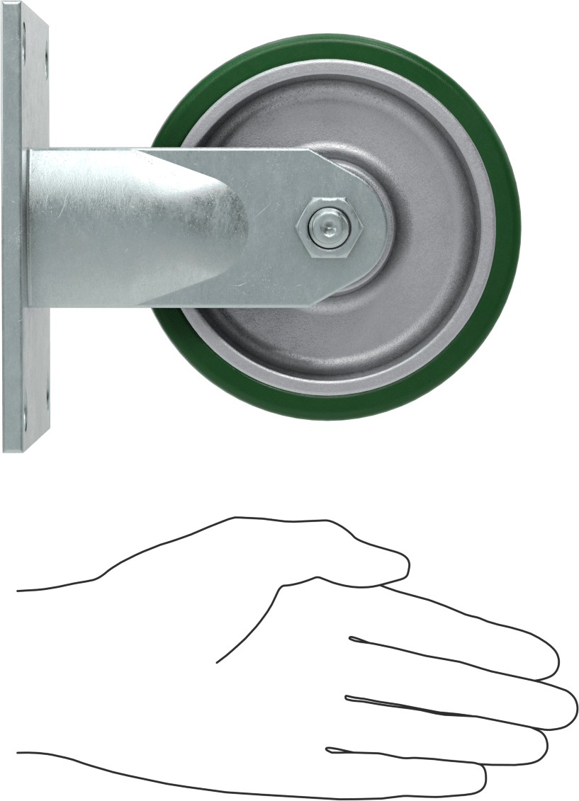 5-1/2“ x 5” Plakalı Yüksek Kapasiteli Spartan Tekerlek, 5" Çapında 60D Durometre Poliüretan Tekerlekli Sert