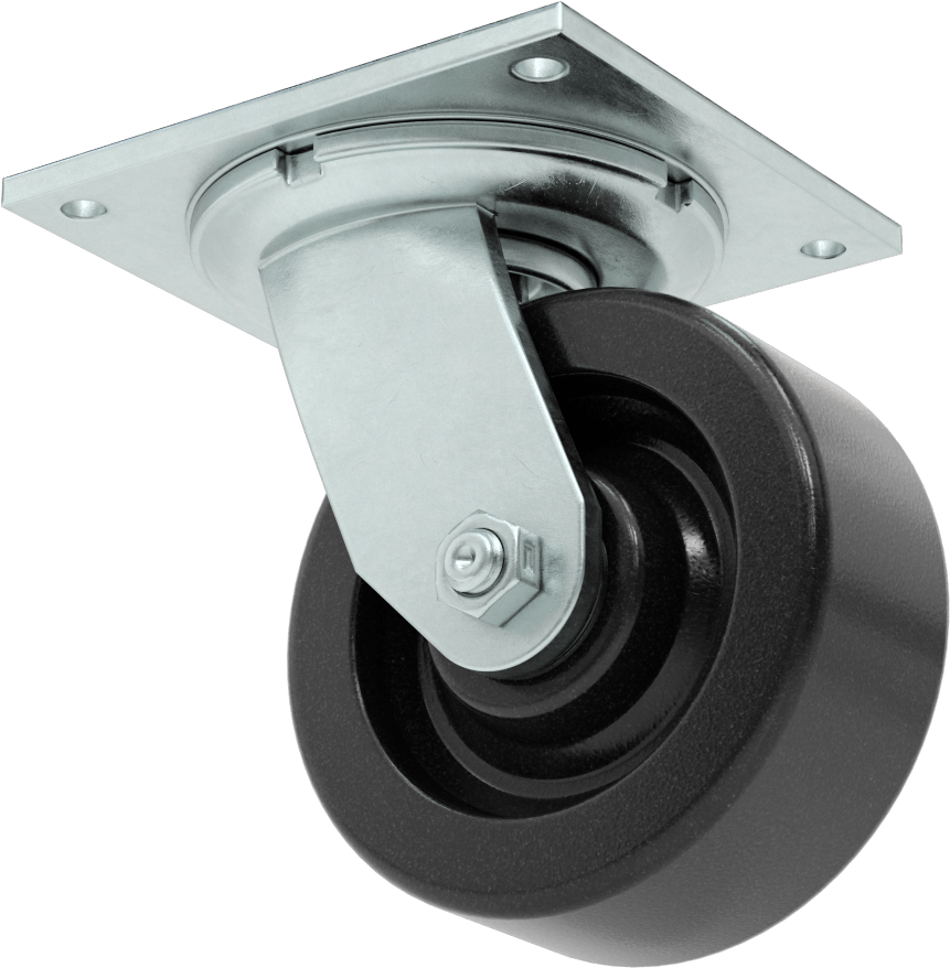 5-1/2“ x 5” Plakalı Yüksek Kapasiteli Spartan Tekerlek, Sızdırmaz Rulmanlı ve 5" Çaplı Fenolik Tekerlekli Döner