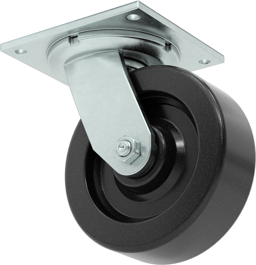 5-1/2“ x 5” Plakalı Yüksek Kapasiteli Spartan Tekerlek, Sızdırmaz Rulmanlı ve 6" Çapında Fenolik Tekerlekli Döner