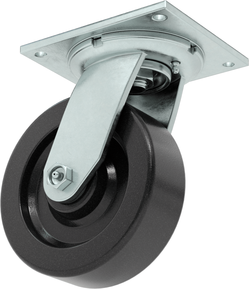 5-1/2“ x 5” Plakalı Yüksek Kapasiteli Spartan Tekerlek, Sızdırmaz Rulmanlı ve 6" Çapında Fenolik Tekerlekli Döner