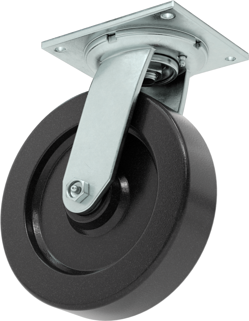 5-1/2“ x 5” Plakalı Yüksek Kapasiteli Spartan Tekerlek, Sızdırmaz Rulmanlı ve 8 inç Çapında Fenolik Tekerlekli Döner
