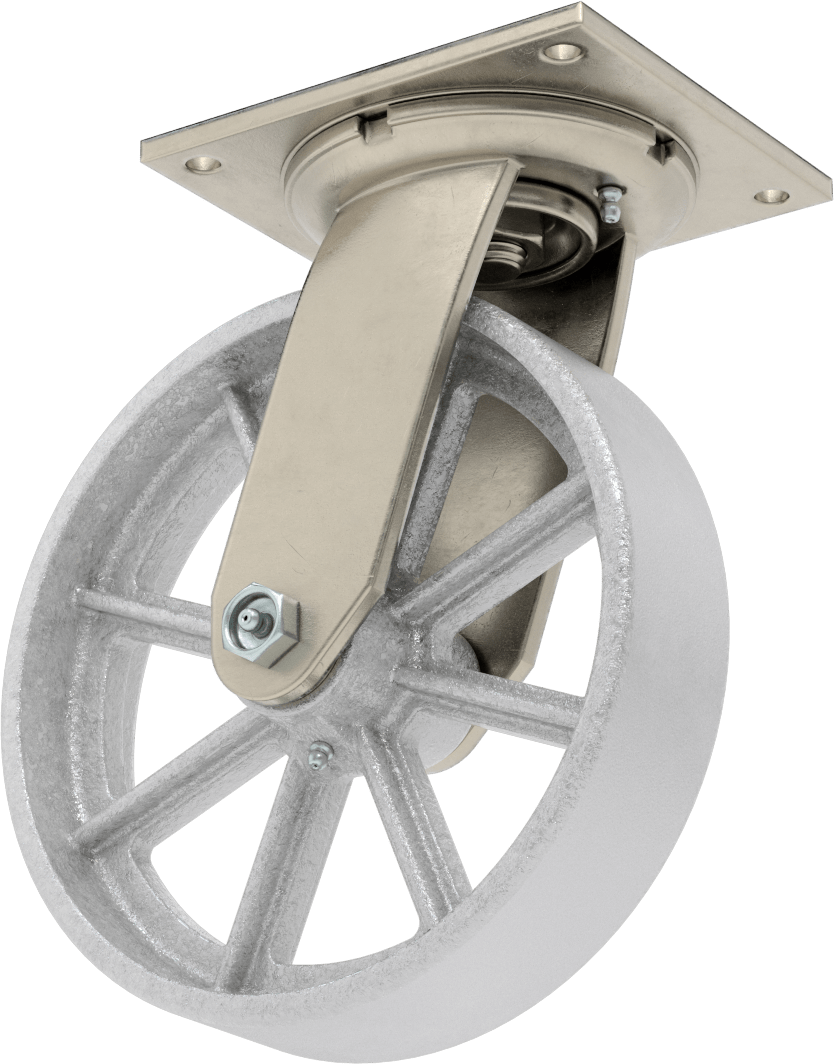 5-1/2“ x 5” Plakalı Yüksek Kapasiteli Spartan Tekerlek, Sızdırmaz Rulmanlı ve 8 inç Çapında Demir Tekerlekli Döner Tekerlek
