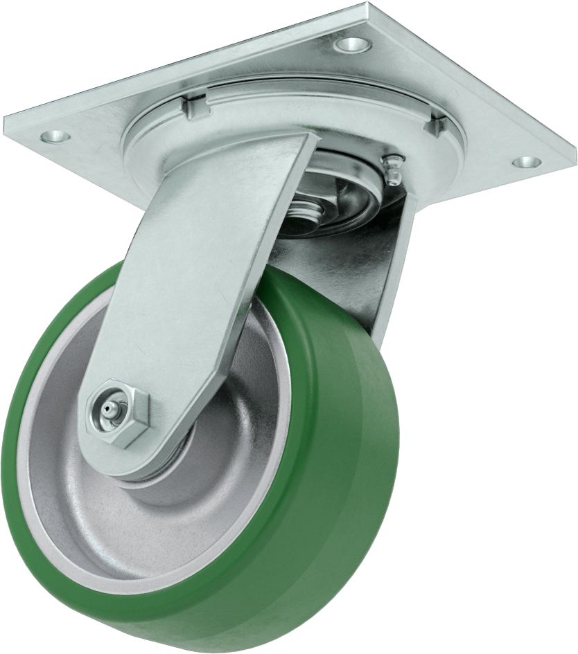 5-1/2“ x 5” Plakalı Yüksek Kapasiteli Spartan Tekerlek, Sızdırmaz Rulmanlı Döner Tekerlek, 5" Çap 60D Durometre Poliüretan Tekerlek