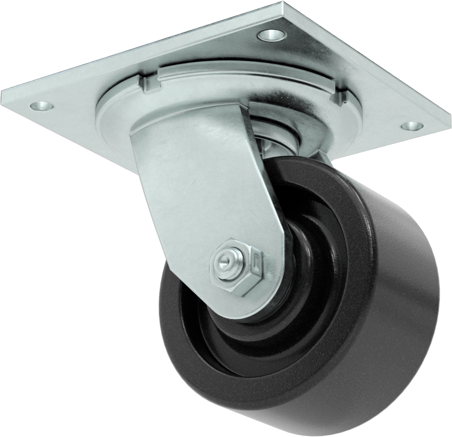 5-1/2“ x 5” Plakalı Yüksek Kapasiteli Spartan Tekerlek, Açık Rulmanlı ve 4 inç Çapında Fenolik Tekerlekli Döner Tekerlek