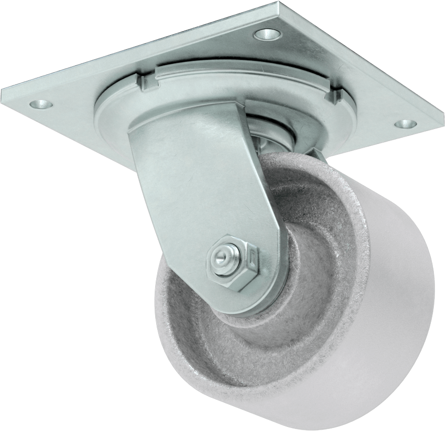 5-1/2“ x 5” Plakalı Yüksek Kapasiteli Spartan Tekerlek, Açık Rulmanlı Döner ve 4" Çapında Demir Tekerlek