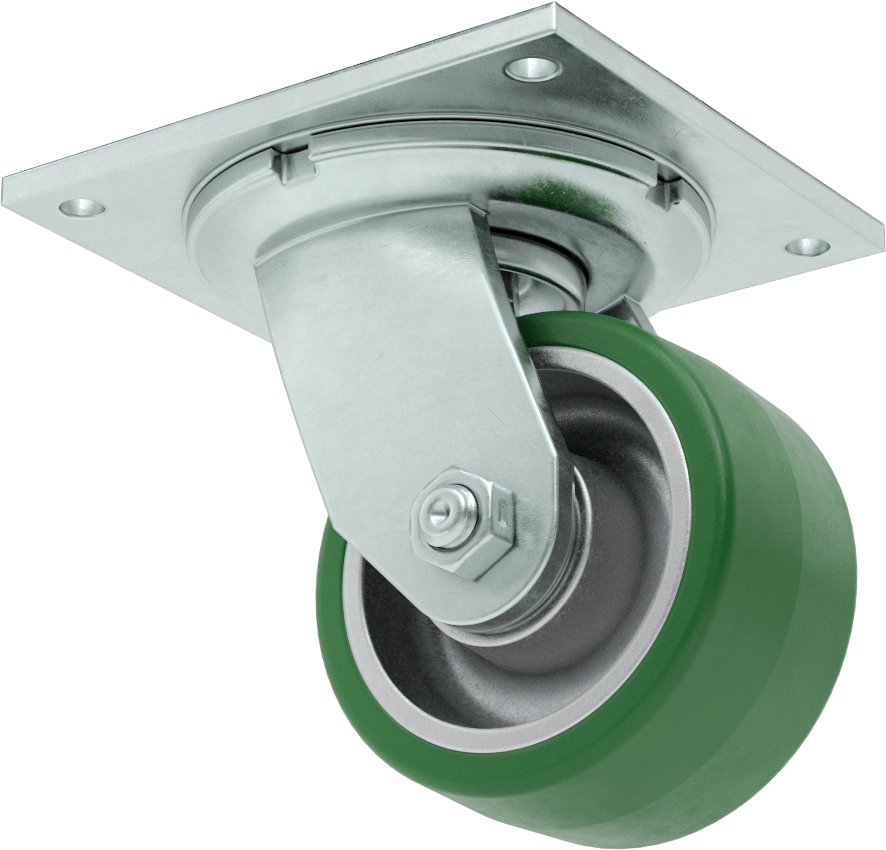 5-1/2“ x 5” Plakalı Yüksek Kapasiteli Spartan Tekerlek, Sızdırmaz Rulmanlı Döner Tekerlek, 4" Çaplı 60D Durometre Poliüretan Tekerlek