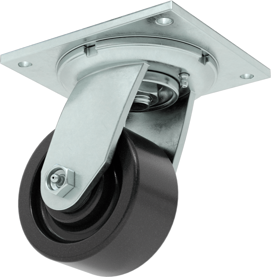 5-1/2“ x 5” Plakalı Yüksek Kapasiteli Spartan Tekerlek, Sızdırmaz Rulmanlı Döner ve 4" Çapında Fenolik Tekerlek