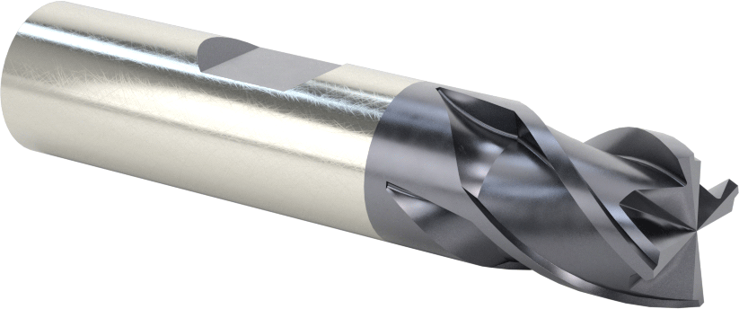 Hızlı Kesim Karbür Uçlu Freze, Kare, TiAlN Kaplamalı, 4 Kanallı, 5/8" Freze Çapı, 3/4" Uzun Kesim