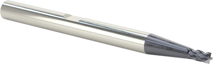 Hızlı Kesim Karbür Uçlu Freze, Kare, TiAlN Kaplamalı, 4 Kanallı, 1/16" Freze Çapı, 1/8" Uzun Kesim