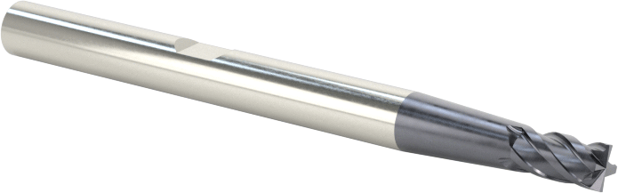 Hızlı Kesim Karbür Uçlu Freze, Kare, TiAlN Kaplamalı, 4 Kanallı, 3/32" Freze Çapı, 3/16" Uzunlukta Kesim