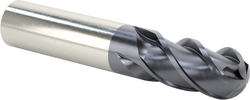 Hızlı Kesim Karbür Uçlu Freze, Top Kesimi, TiAlN Kaplamalı, 5/8" Freze Çapı, 3-1/2" Toplam Uzunluk