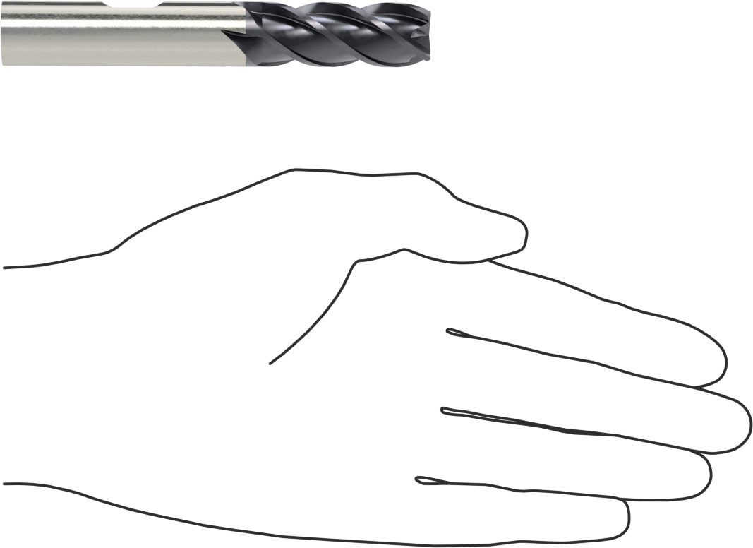 Hızlı Kesim Karbür Uçlu Freze, Kare, TiAlN Kaplamalı, 4 Kanallı, 5/8" Freze Çapı, 1-5/8" Uzun Kesim
