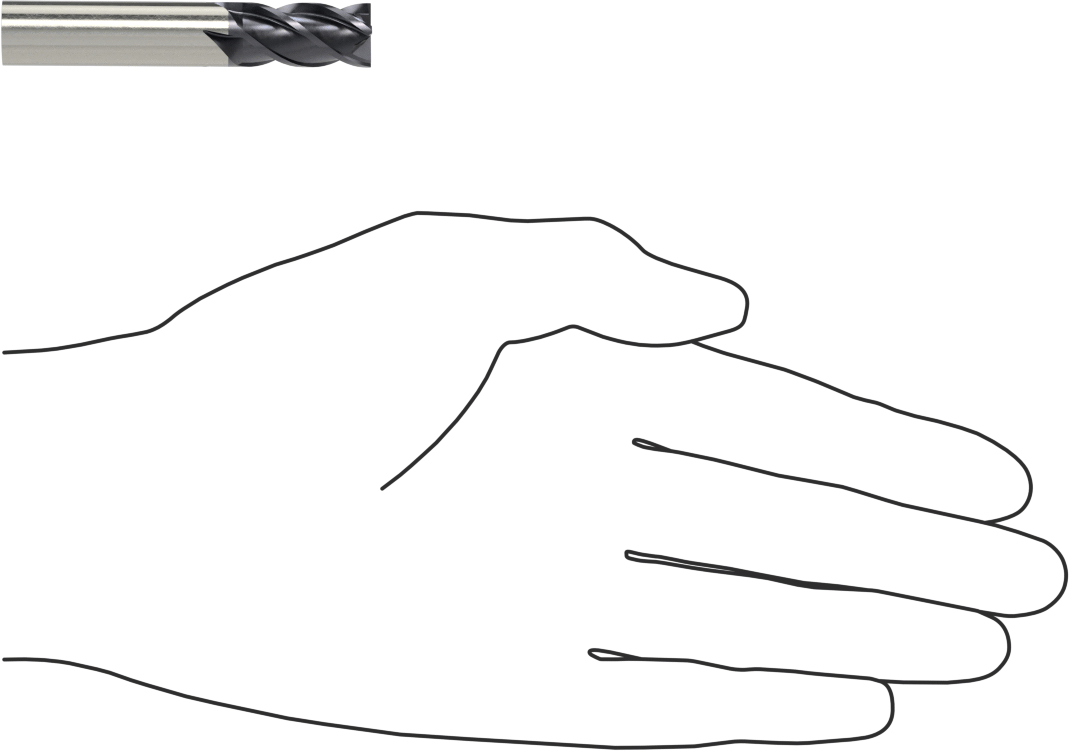 Hızlı Kesim Karbür Uçlu Freze, Kare, TiAlN Kaplamalı, 4 Kanallı, 7/16" Freze Çapı, 7/8" Uzun Kesim