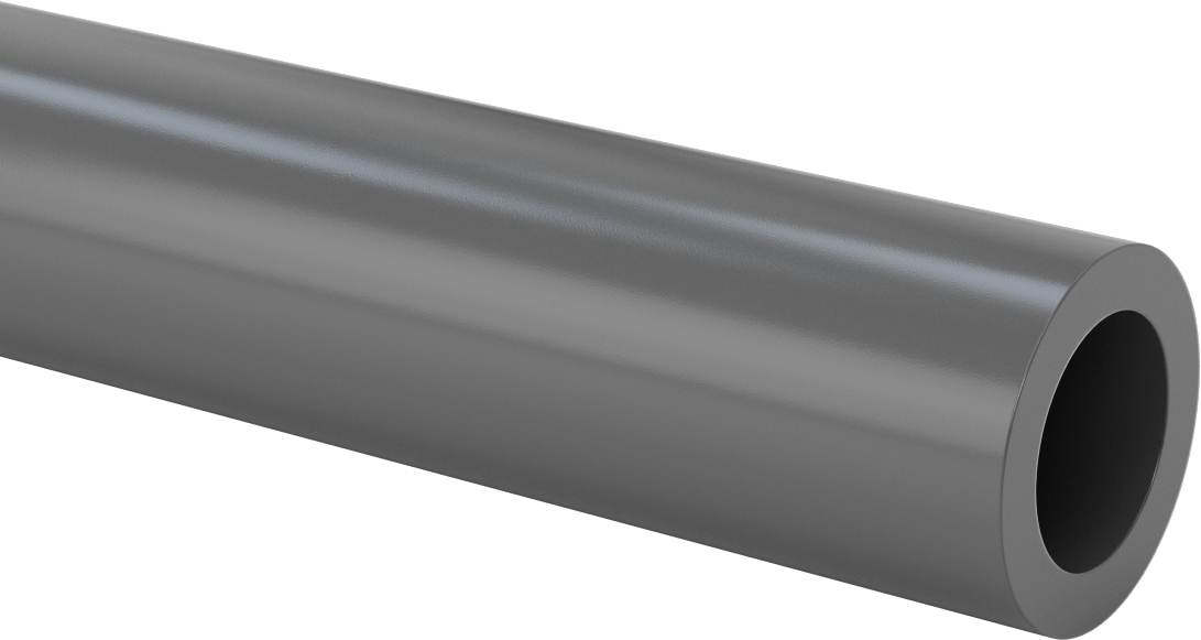 Kimyasal Dirençli Büyük Boy Yuvarlak PVC Boru, 3/8" Duvar Kalınlığı, 2-1/4" OD, 1-1/2" ID