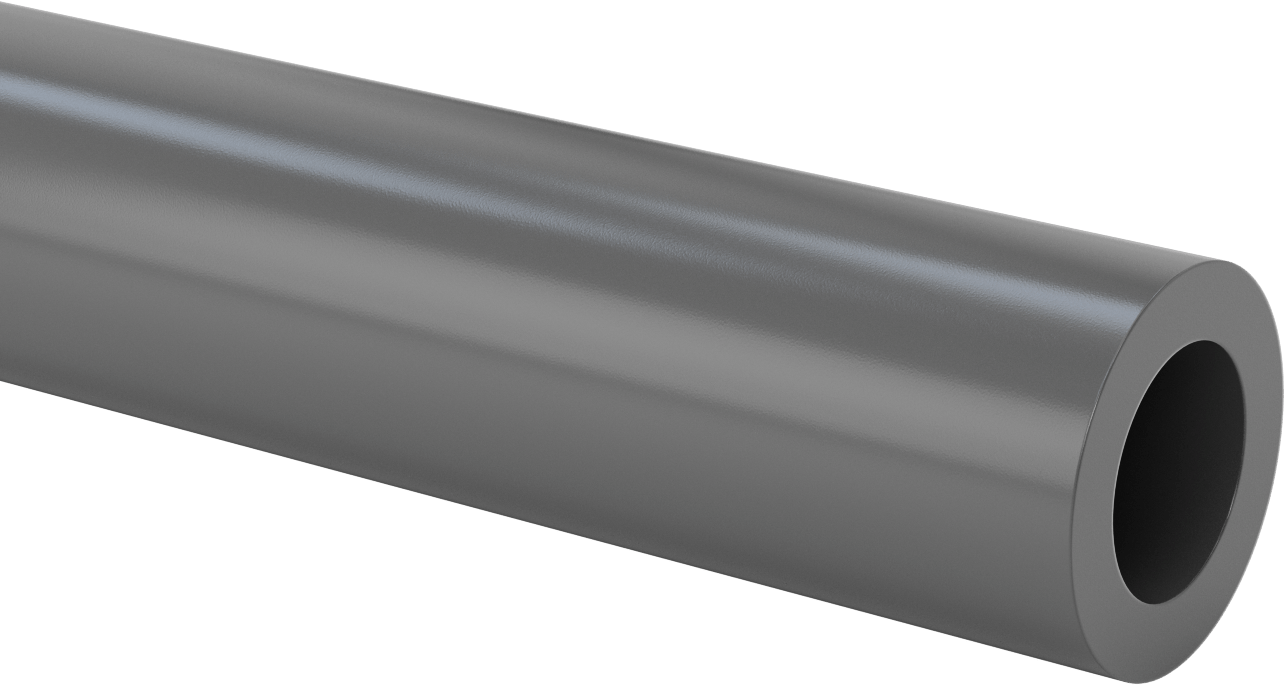 Kimyasal Dirençli Büyük Boy Yuvarlak PVC Boru, 3/4" Duvar Kalınlığı, 4" OD, 2-1/2" ID