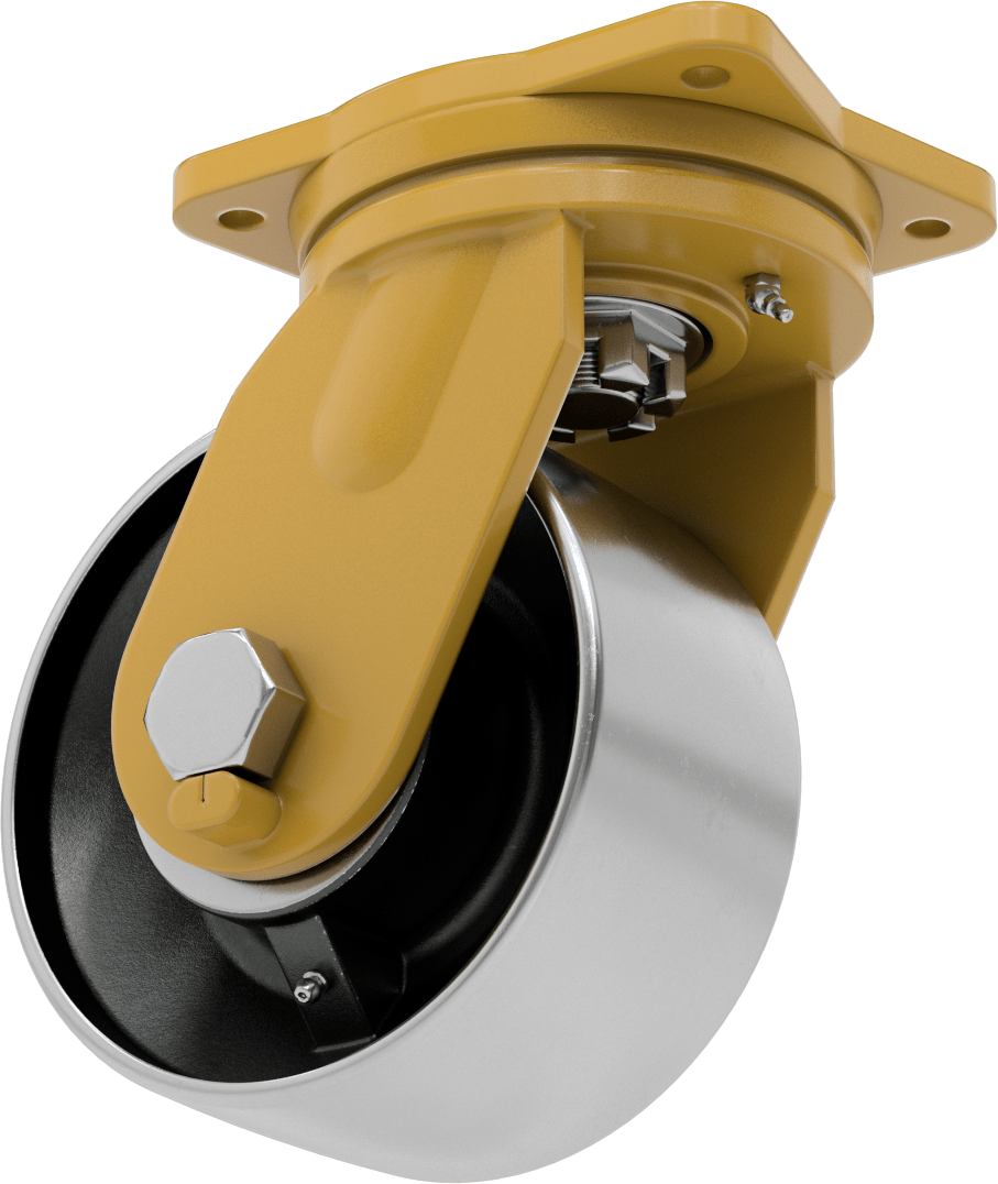 7-1/2“ x 6” Plakalı Colossus Tekerlek, Ekstra Yüksek Kapasiteli, 8 inç Çaplı x 4 inç Genişliğinde Metal Tekerlekli Döner Tekerlek