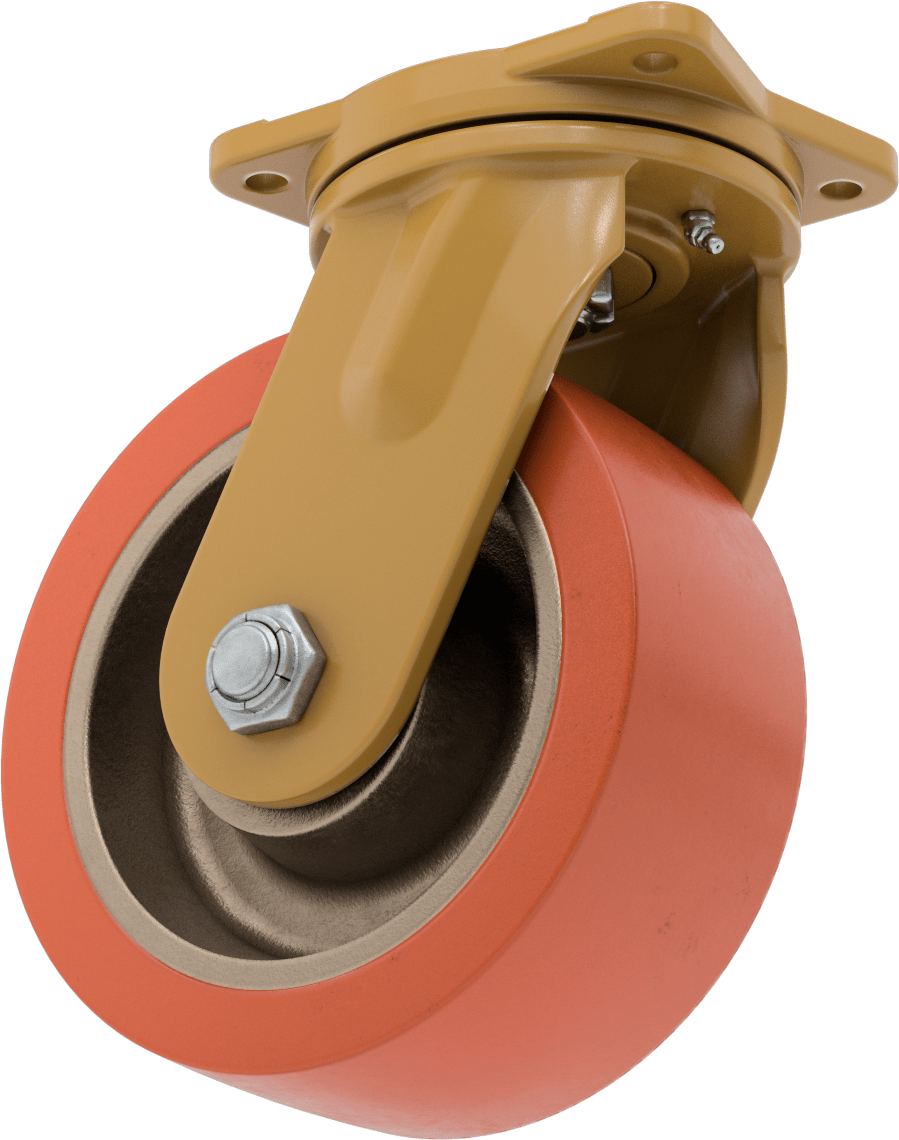 7-1/2“ x 6” Plakalı Colossus Tekerlek, Ekstra Yüksek Kapasiteli, 10" Çaplı Poliüretan Tekerlekli Döner