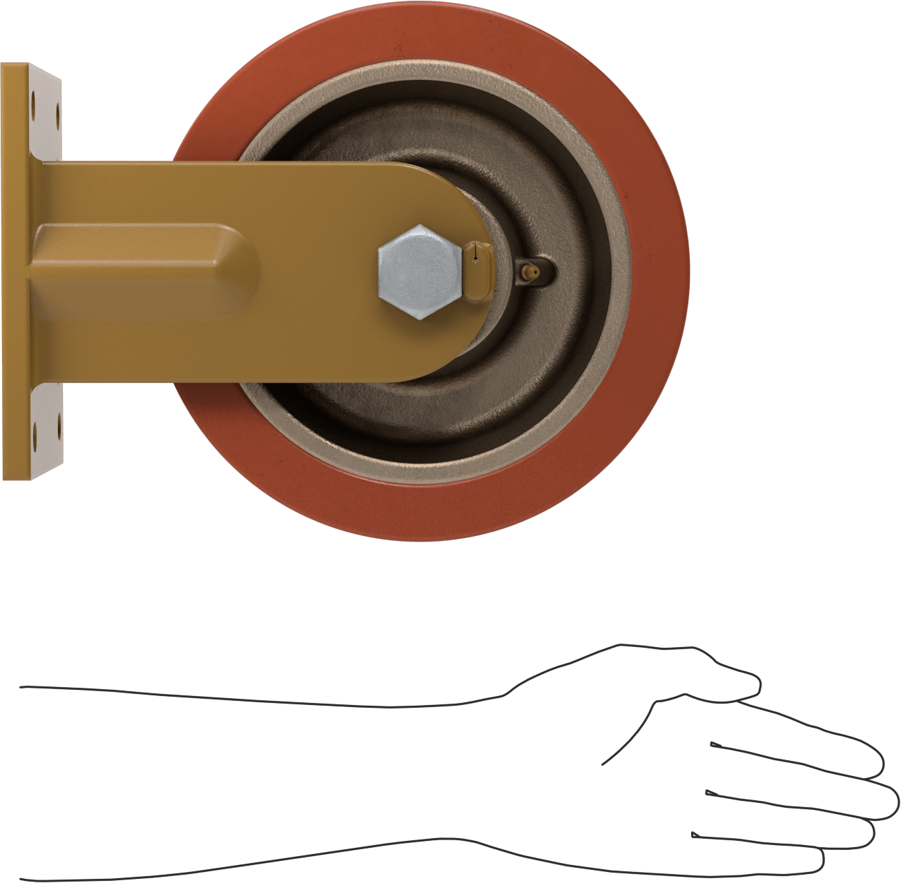 7-1/2“ x 6” Plakalı Colossus Tekerlek, Ekstra Yüksek Kapasiteli, 10" Çapında Poliüretan Tekerlekli Sert