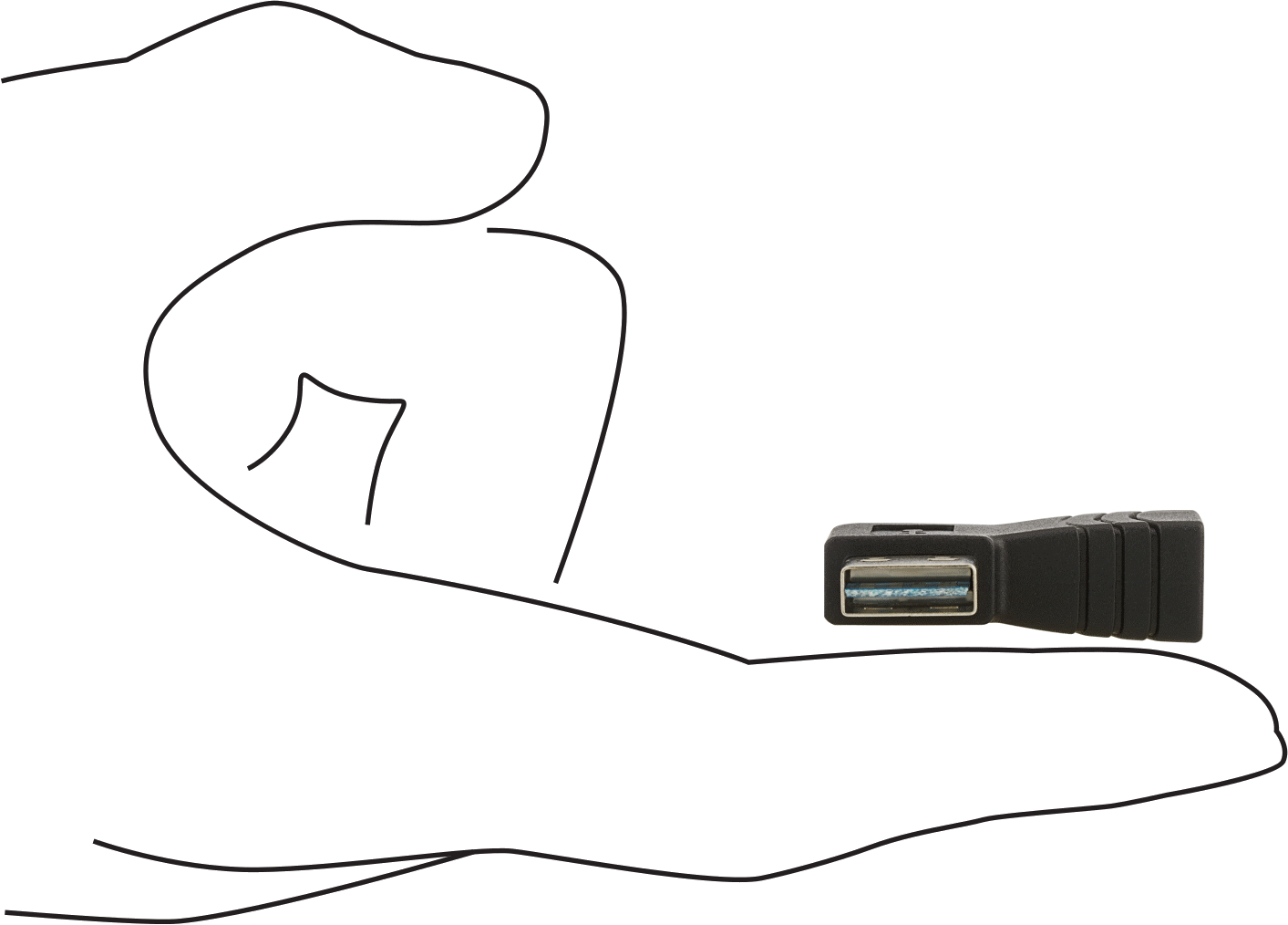 USB Adaptörü, Standart 2.0, 90 Derece USB A Dişi x Ters Çevrilebilir USB A Erkek