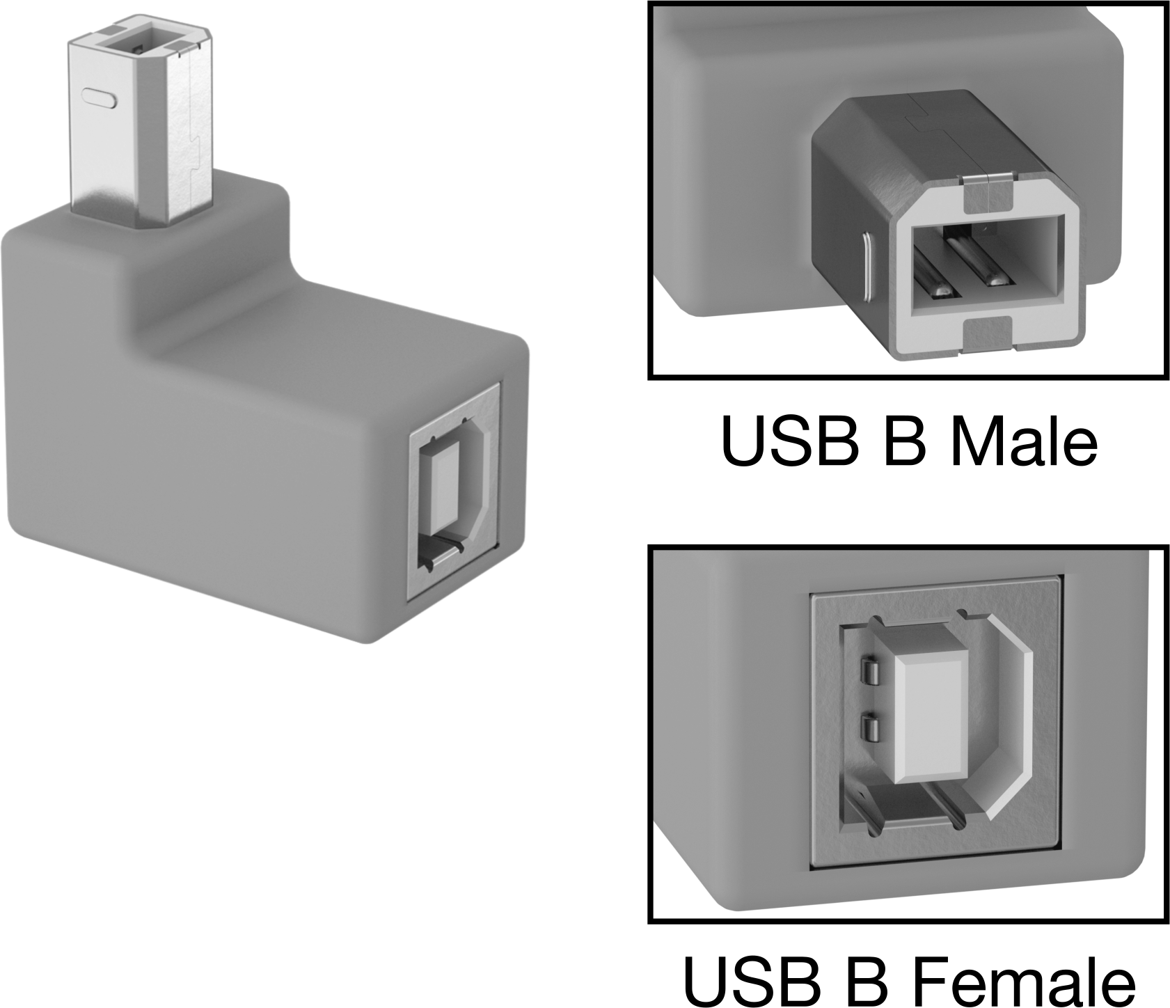 USB Adaptörü, 90 Derece Dirsek USB B Erkek x USB B Dişi