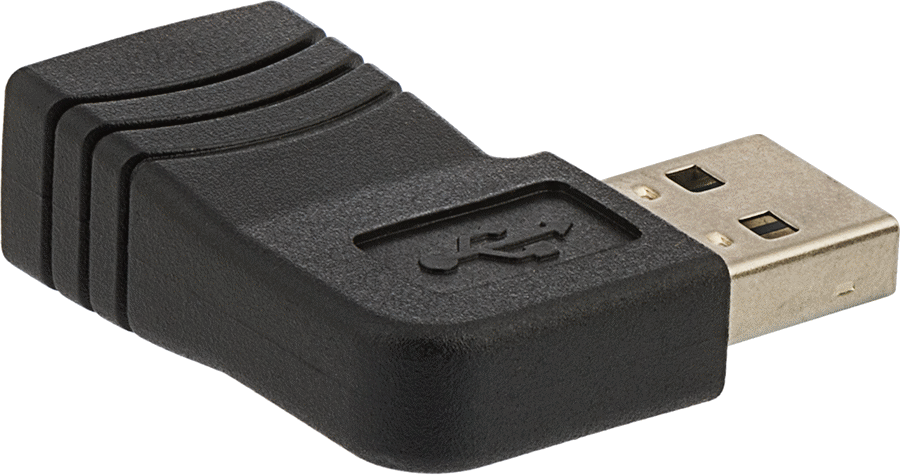 USB Adaptörü, Standart 2.0, 90 Derece USB A Dişi x Ters Çevrilebilir USB A Erkek