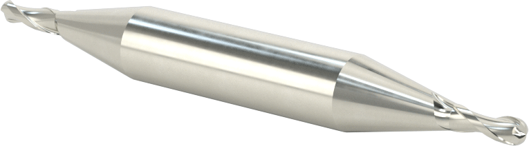 İki Freze Uçlu Karbür Küresel Freze, Kaplamasız, 2 Yiv, 1/8" Freze Çapı, 3-1/16" Toplam Uzunluk