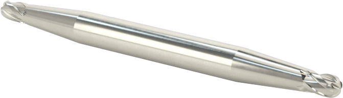 İki Freze Uçlu Karbür Küresel Freze, Kaplamasız, 4 Kanallı, 5/64" Freze Çapı, 1-1/2" Toplam Uzunluk