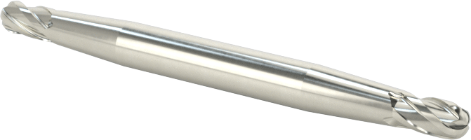 İki Freze Uçlu Karbür Küresel Freze, Kaplamasız, 4 Kanallı, 3/32" Freze Çapı, 1-1/2" Toplam Uzunluk