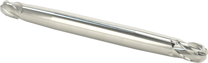İki Freze Uçlu Karbür Küresel Freze, Kaplamasız, 4 Kanallı, 7/64" Freze Çapı, 1-1/2" Toplam Uzunluk