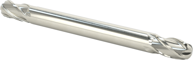 İki Freze Uçlu Karbür Küresel Freze, Kaplamasız, 4 Kanallı, 1/8" Freze Çapı, 1-1/2" Toplam Uzunluk