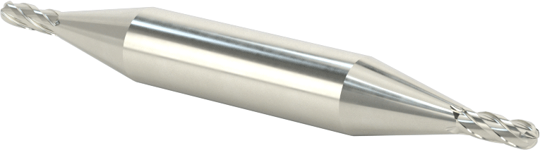 İki Freze Uçlu Karbür Küresel Freze, Kaplamasız, 4 Kanallı, 1/8" Freze Çapı, 3-1/16" Toplam Uzunluk